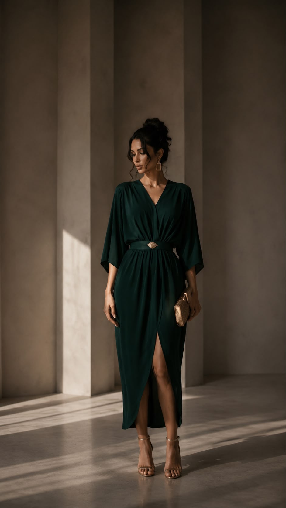 Emerald - smaragdovozelené šaty s rozparkom