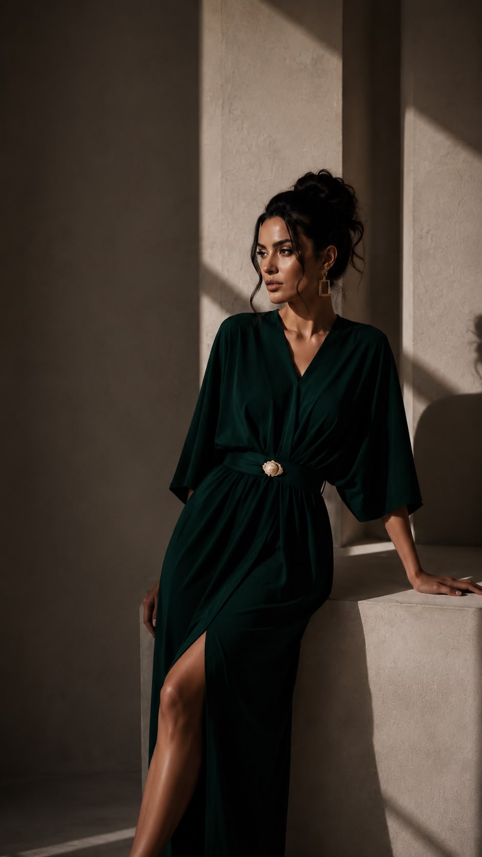 Emerald - smaragdovozelené šaty s rozparkom